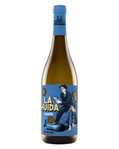 Botella vino Albariño La Huida de Condes de Albarei, fotografía de botella.