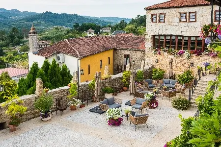 fachada de la casa rural en Esposende, vista desde arriba.